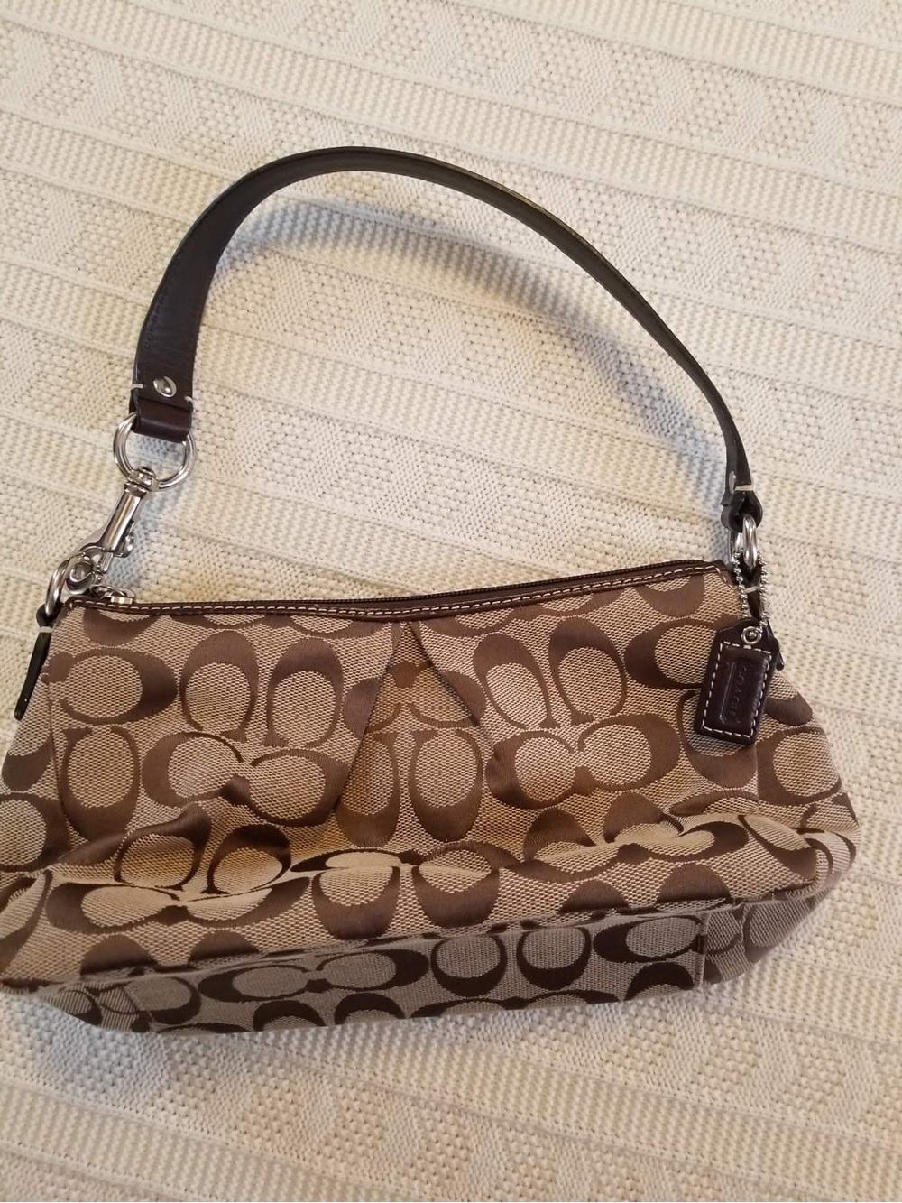 Coach Vintage Khaki and Brown Signature Canvas Shoulder Bag